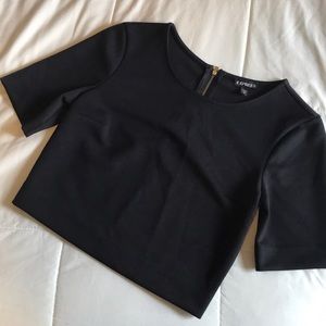 Express Black Short Sleeve Crop Top